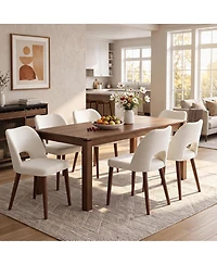 Set of 6 Modern Dining Chairs, Hollow Back Kitchen Chairs With Wooden Legs, Tool-Free Easy Assembly, Farmhouse Style For Kitchen and Dining Room