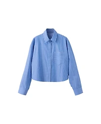 Mango Women's Pocket Striped Crop Shirt