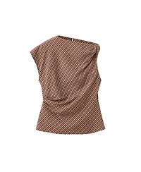 Mango Women's Asymmetric Checked Sleeveless Blouse