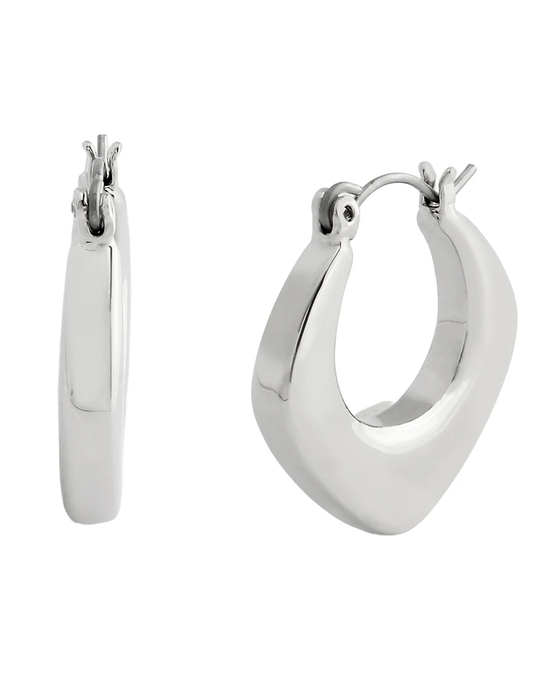 Steve Madden Silver-Tone Bubble Grunge Square Hoop Earrings