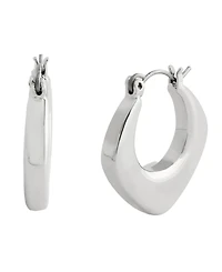 Steve Madden Silver-Tone Bubble Grunge Square Hoop Earrings