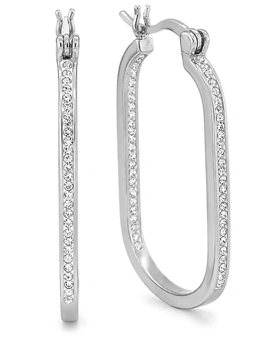 And Now This Crystal In & Out Oblong Hoop Earrings in Silver-Plate