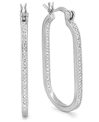 And Now This Crystal In & Out Oblong Hoop Earrings in Silver-Plate