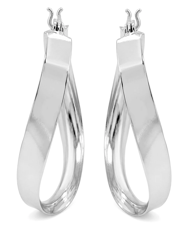 And Now This Polished Twist Medium Hoop Earrings in Silver-Plate