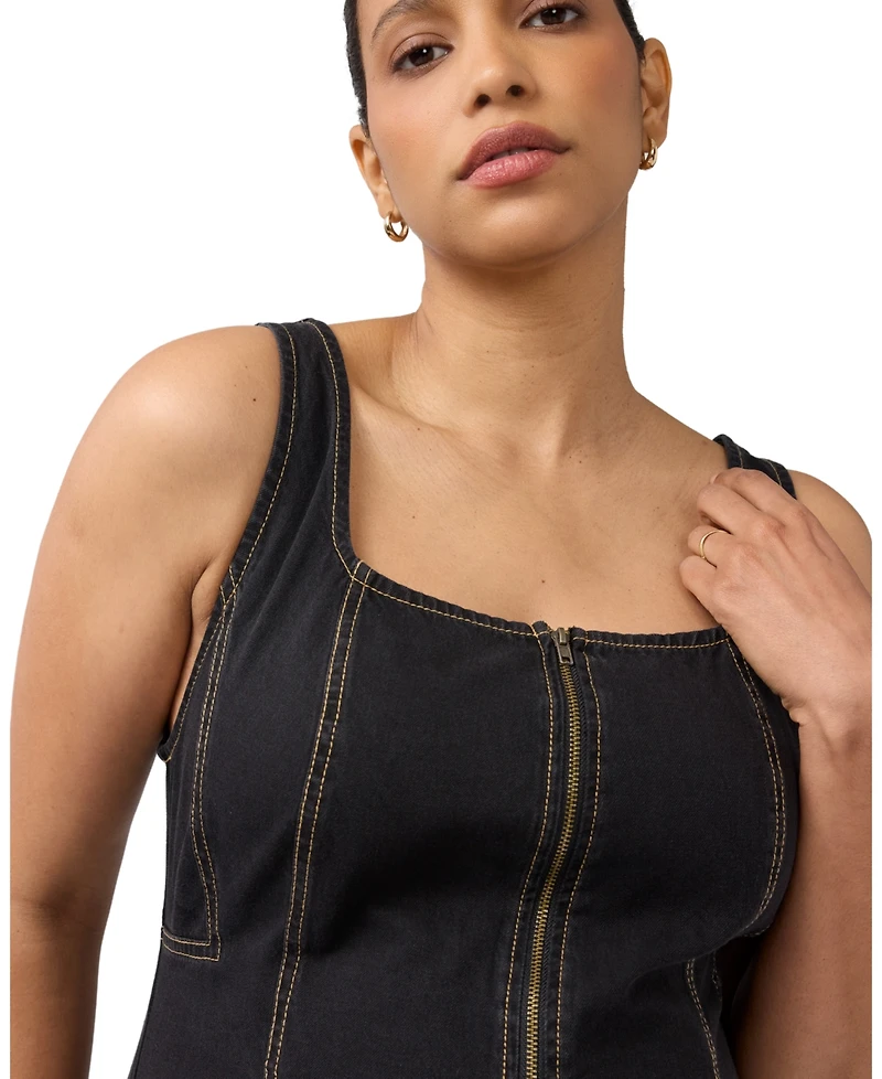 Ingrid + Isabel Women's Zip Front Drapey Denim Jumpsuit
