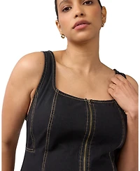 Ingrid + Isabel Women's Zip Front Drapey Denim Jumpsuit