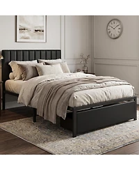 gaomon Modern Bed Frame, Heavy Duty Metal Platform with Upholstered Headboard, Under-bed Storage Drawers