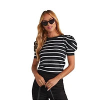 Gallery Seven Women's Trendy Puff Sleeve Knit Top