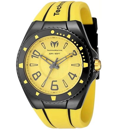 TechnoMarine Men's Quartz Racing Legends Yellow Rubber Watch, 44mm