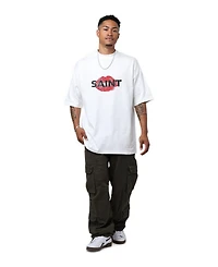 Saint Morta Men's Love Helpline Oversized Mock-Neck Graphic T-Shirt