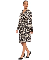 London Times Women's Wrap Long-Sleeve Animal-Print Midi Dress