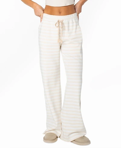 Roxy Women's Fringing Reefs Wide-Leg Stripe Star-Applique Sweatpants