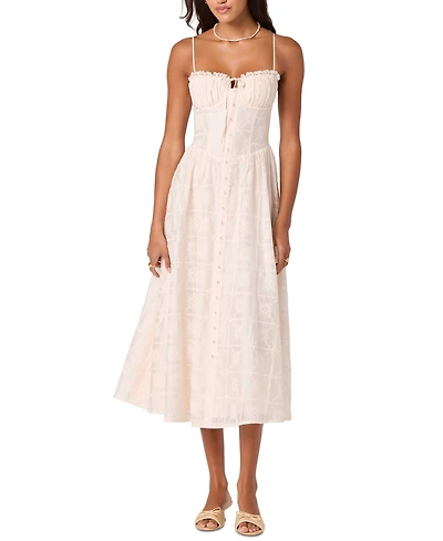 Astr the Label Women's Aubrey Sweetheart Neck Embroidered Eyelet Midi Dress
