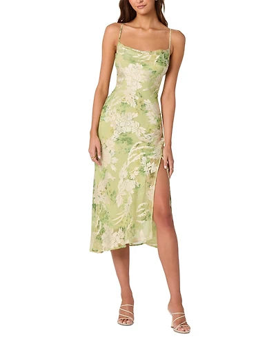 Astr the Label Women's Gaia Printed Cowl Neck Sleeveless Midi Dress