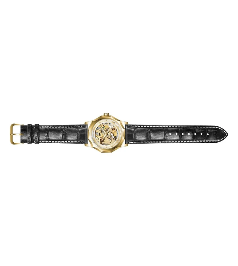 Invicta Men's Automatic Skeleton Water-Resistant Objet D'Art 69124 Black Leather Band Watch, 42mm