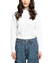 Central Park West Women's Wren Long-Sleeve Openwork-Knit Lightweight Sweater