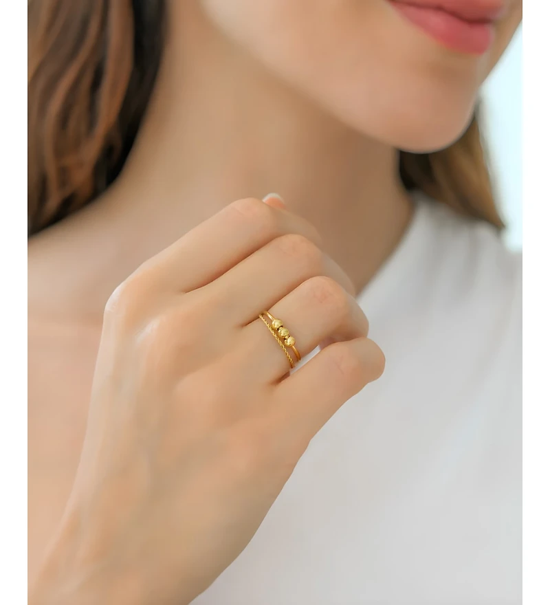 Mint & Lily Gold-Tone Fidget Beaded Stacking Rings, 2-Piece Set