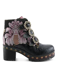 L'Artiste Women's Spring Step Brazza Platform Bootie with Floral Embroidery