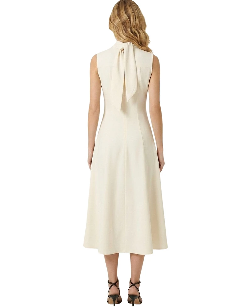 Modenaire Women's High-Mock-Neck Sleeveless A-Line Midi Dress
