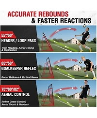 Zealfeel 6x4FT Soccer Rebounder Net - Kickback Trainer with 10 Angles (55deg-120deg) for Passing, Ball Control and Volley Practice, Portable Net