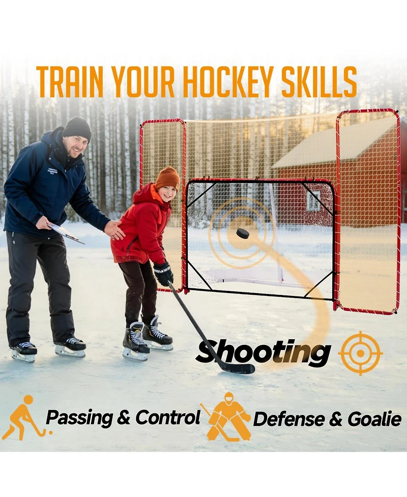 Zealfeel Hockey Net with Backstop 10x6FT, Pro Hockey Goal Training Set with Target Nets, Heavy-Duty Steel Frame and 5-Strand Tear-Resistant Netting