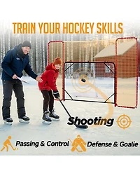 Zealfeel Hockey Net with Backstop 10x6FT, Pro Hockey Goal Training Set with Target Nets, Heavy-Duty Steel Frame and 5-Strand Tear-Resistant Netting