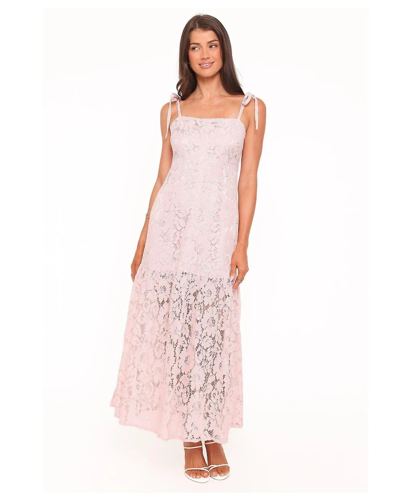 Petal and Pup Women's Nicolette Lace Floral Square Neck Maxi Dress