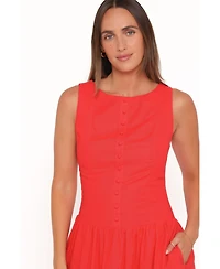 Petal and Pup Women's Evie Drop-Waist Boat-Neckline A-Line Dress