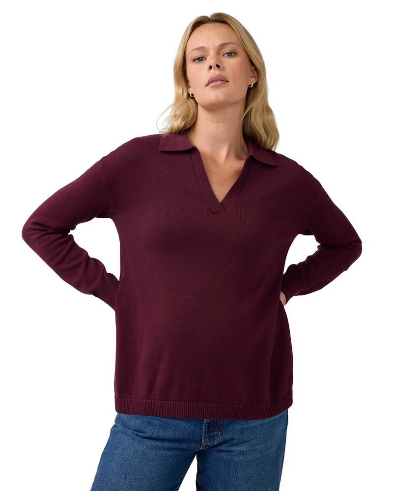 Ingrid + Isabel Women's Polo Collar Knit Nursing Sweater