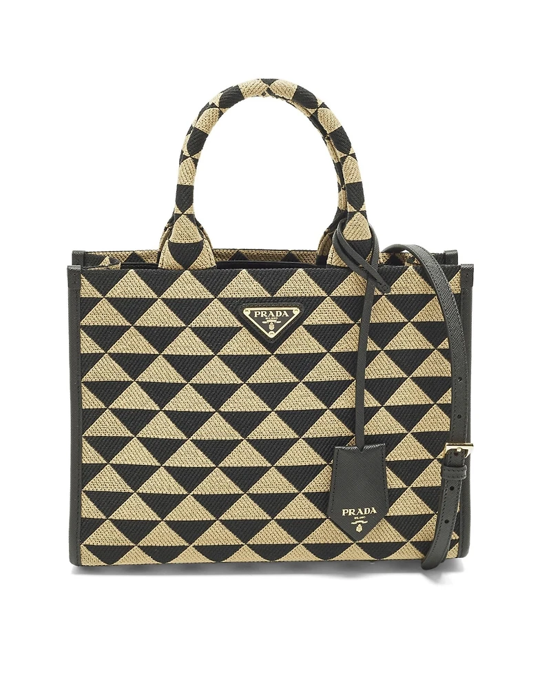 Pre-Owned Prada Women's Symbole Small Embroidered Fabric Tote Bag