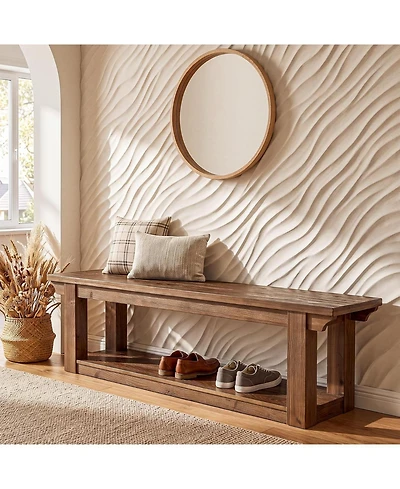 Tribesigns Shoe Rack Bench, Wooden Entryway Bench