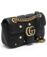 Pre-Owned Gucci Women's Gg Pearl Marmont Mini Matelasse Leather Shoulder Bag