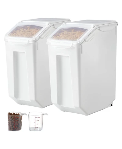 Sugift 4.5 Gallon Airtight Rice and Pet Food Storage Container 2 Pack with Wheels and Measuring Cups