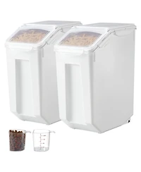 Sugift 4.5 Gallon Airtight Rice and Pet Food Storage Container 2 Pack with Wheels and Measuring Cups