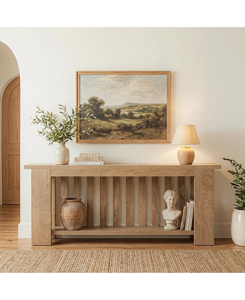 Tribesigns Farmhouse Console Table,Wooden Entryway Table with Storage Shelves
