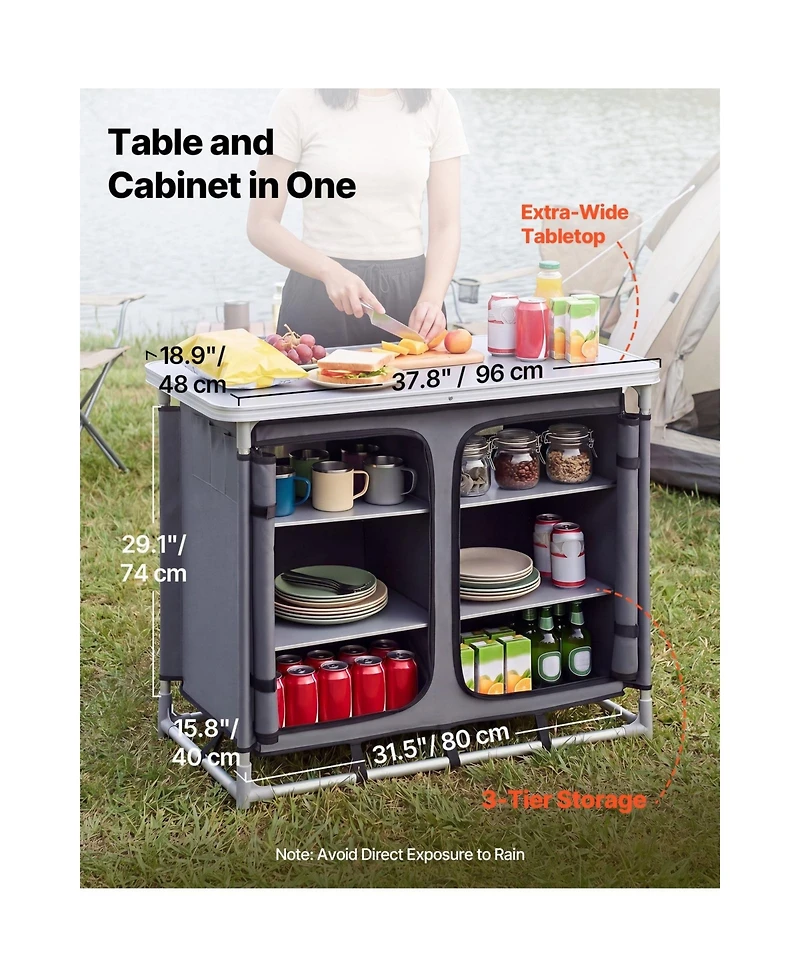 Sugift 6-Shelf Portable Aluminum Camp Kitchen Table and Storage Cook Station with Carry Bag