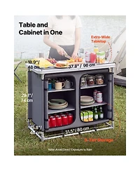 Sugift 6-Shelf Portable Aluminum Camp Kitchen Table and Storage Cook Station with Carry Bag