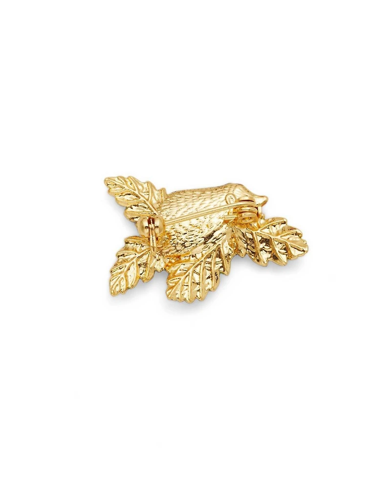 Fable England Hedgehog and Blackberry Brooch in Gold