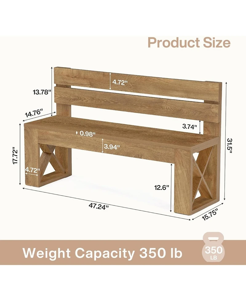 Tribesigns Solid Wood Entryway Bench, Modern End of Bed Bench
