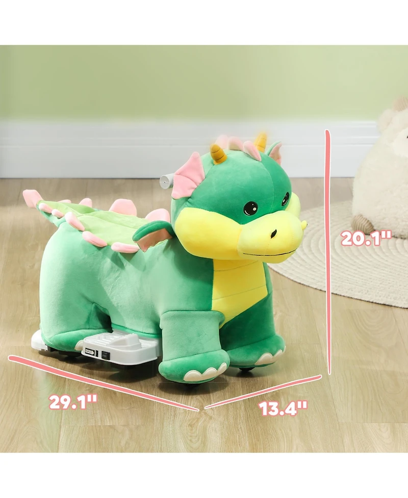Glintex 6V Triceratops Battery-Powered Ride-On with Music, Holds 55 lbs, Ages 18-36 Months