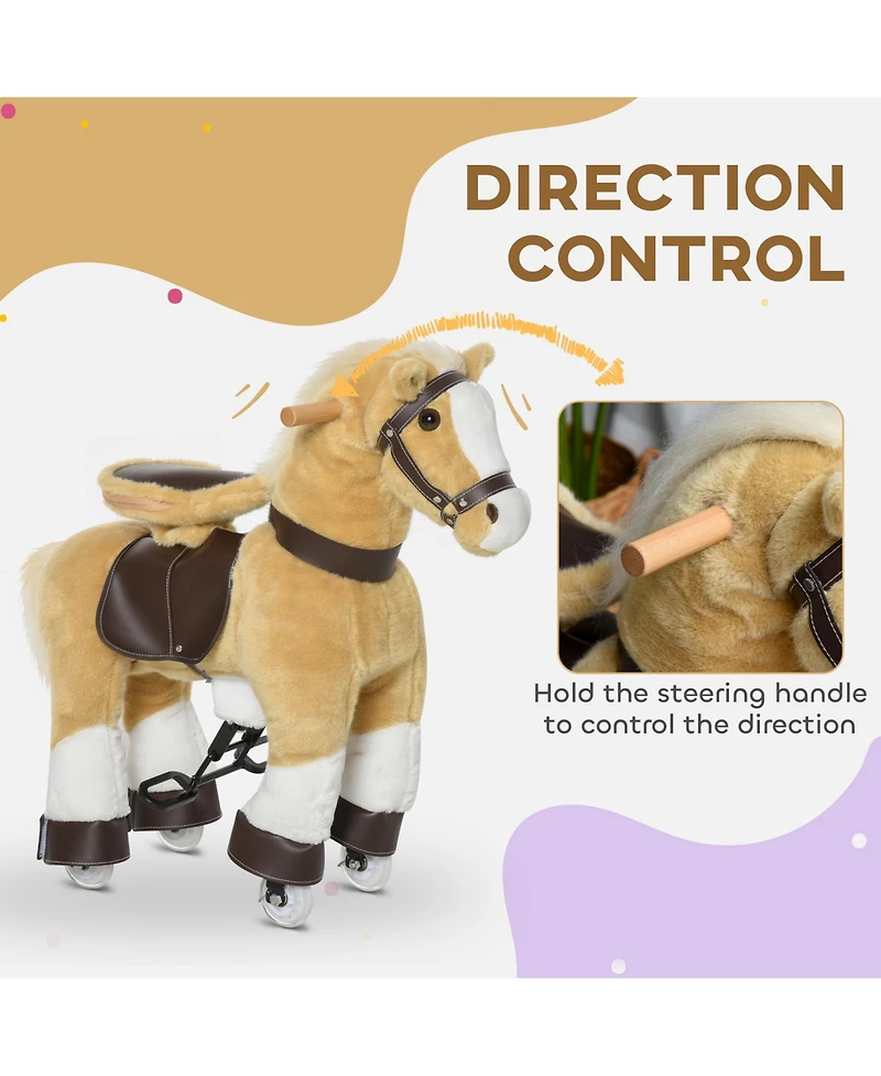 Glintex Ride On Walking Horse Plush Toy with Pedal Drive and Steering Handlebars, Holds 130 lbs, Ages 3-8