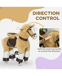 Glintex Ride On Walking Horse Plush Toy with Pedal Drive and Steering Handlebars, Holds 130 lbs, Ages 3-8