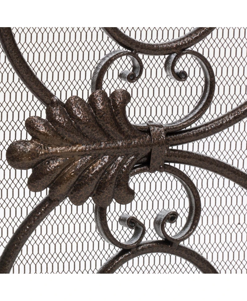 sumyeg Decorative Iron Fireplace Screen with Ornate Floral Design and Powder Coated Finish