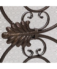 sumyeg Decorative Iron Fireplace Screen with Ornate Floral Design and Powder Coated Finish