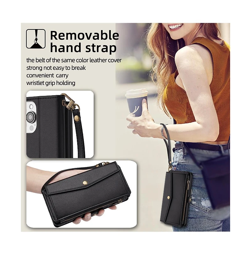 Artudatech Crossbody Strap Wallet Case for iPhone 12-17