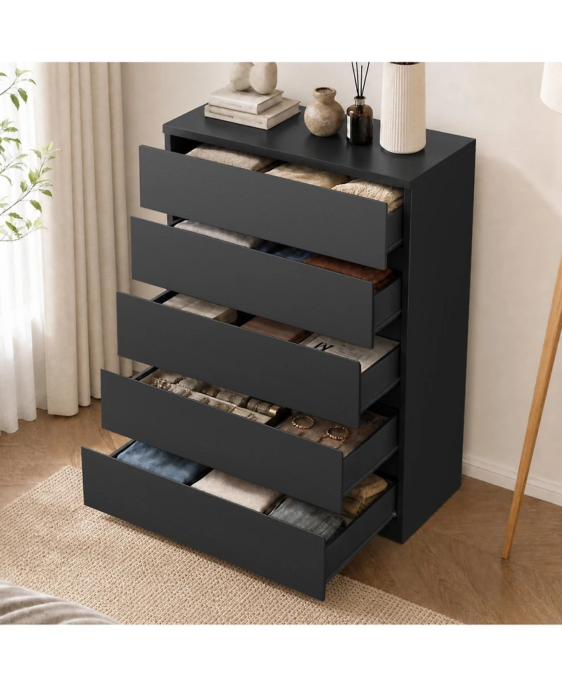 homfan 5 Drawer Dresser for Bedroom, Tall Modern Chest of Drawers, with Deep Drawers Living Room, Hallway, Entryway, Bedroom