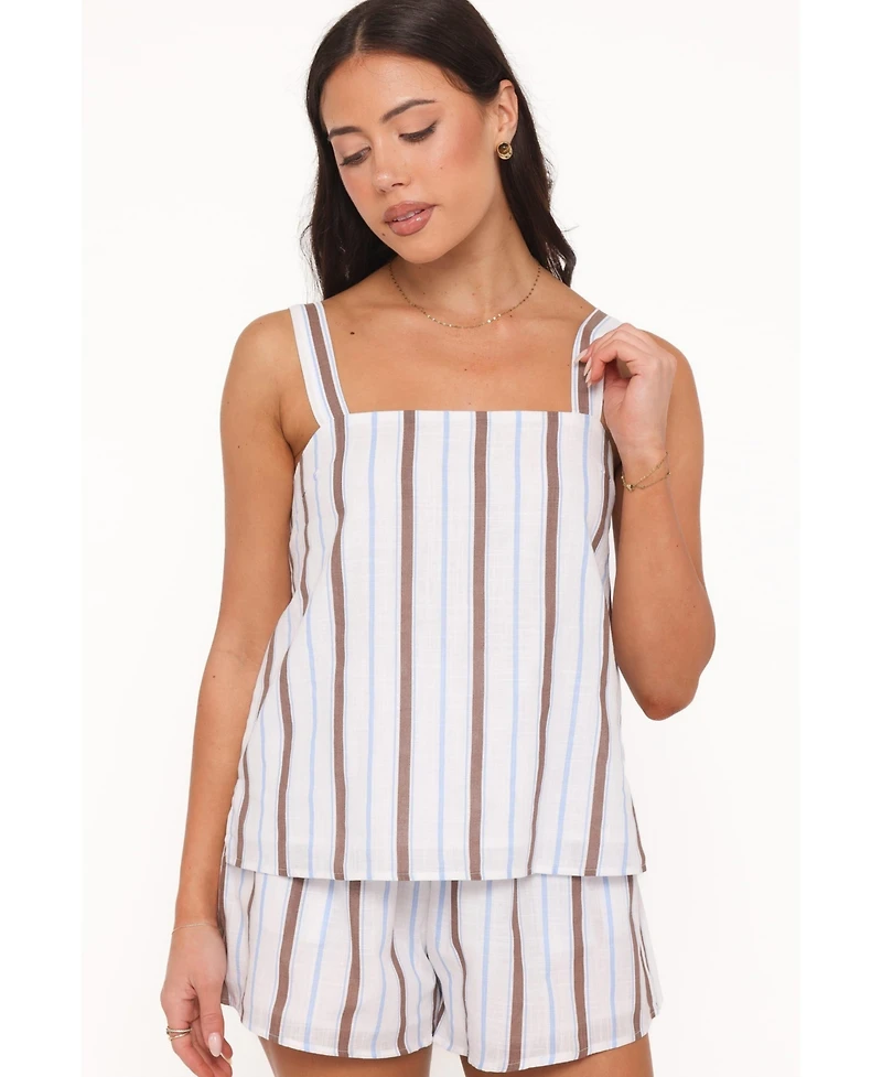 Petal and Pup Women's Sallie Square Neckline Pull-On Top Shorts, 2-Piece Set