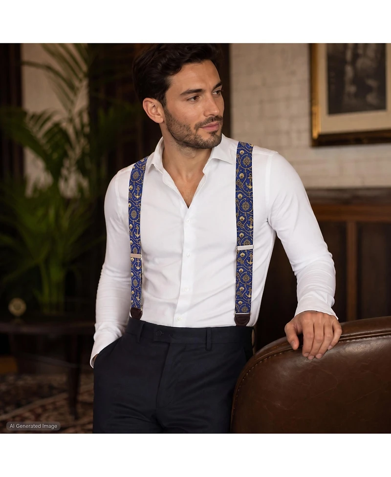 Trafalgar Silk Novelty Leather Button End Suspenders