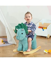 Glintex Plush Ride-On Rocking Triceratops with Realistic Sounds, Holds 99 lbs, Ages 3-6