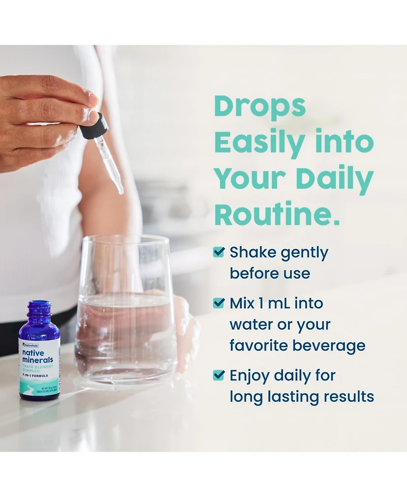 NativePath Native Minerals 7 in 1 Ionic Liquid Trace Element Complex with Magnesium Potassium Sodium Chloride 1 Fluid Ounce 30 Servings